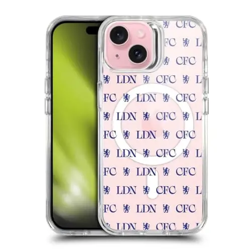 Head Case Designs Officially Licensed Chelsea Football Club Lions Pattern Logo Icon Shockproof Bumper Case [Military Grade Protection] Compatible with Apple iPhone 15 and Compatible with MagSafe - HEAD CASE DESIGNS (1)