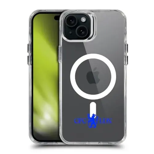 Head Case Designs Officially Licensed Chelsea Football Club Lions Minimalist Logo Icon Shockproof Bumper Case [Military Grade] Compatible with Apple iPhone 15 Plus and Compatible with MagSafe - 1