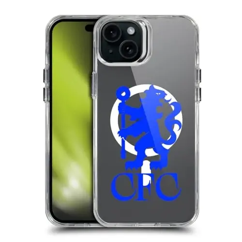 Head Case Designs Officially Licensed Chelsea Football Club Lions Oversized Logo Icon Shockproof Bumper Case [Military Grade] Compatible with Apple iPhone 15 Plus and Compatible with MagSafe - 1