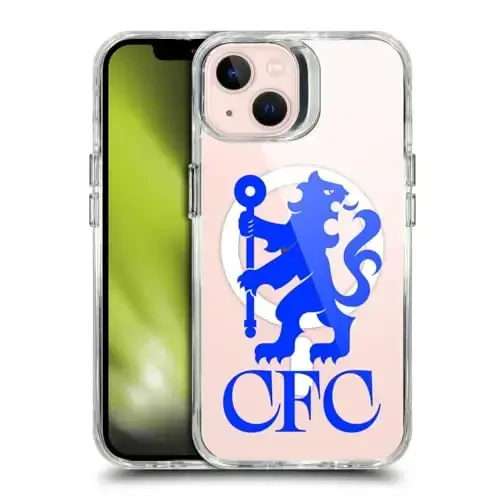 Head Case Designs Officially Licensed Chelsea Football Club Lions Oversized Logo Icon Shockproof Bumper Case [Military Grade Protection] Compatible with Apple iPhone 13 and Compatible with MagSafe 