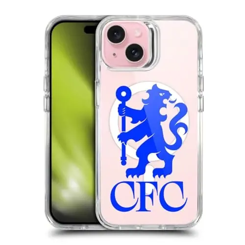Head Case Designs Officially Licensed Chelsea Football Club Lions Oversized Logo Icon Shockproof Bumper Case [Military Grade Protection] Compatible with Apple iPhone 15 and Compatible with MagSafe - HEAD CASE DESIGNS (1)