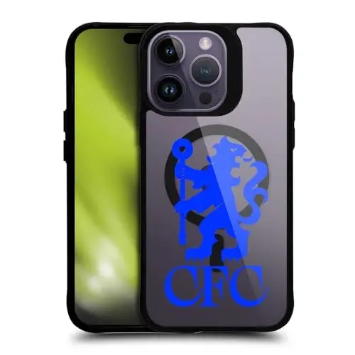 Head Case Designs Officially Licensed Chelsea Football Club Lions Oversized Logo Icon Black Shockproof Bumper Case [Military Grade Protection] Compatible with and Compatible with MagSafe Apple iPhone 