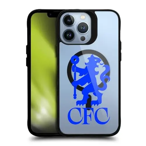 Head Case Designs Officially Licensed Chelsea Football Club Lions Oversized Logo Icon Black Shockproof Bumper Case [Military Grade Protection] Compatible with and Compatible with MagSafe Apple iPhone - HEAD CASE DESIGNS