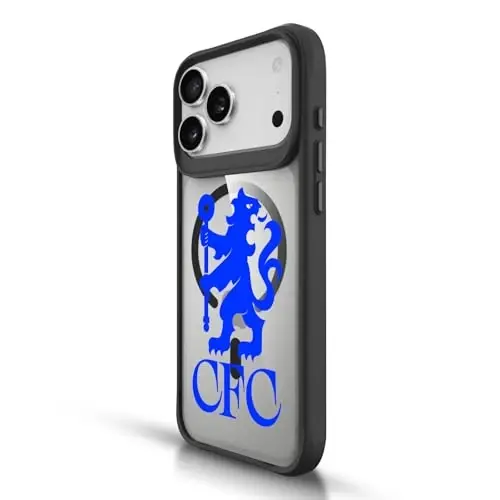Head Case Designs Officially Licensed Chelsea Football Club Lions Oversized Logo Icon Black Shockproof Bumper Case [Military Grade Protection] Compatible with and Compatible with MagSafe Apple iPhone - 2