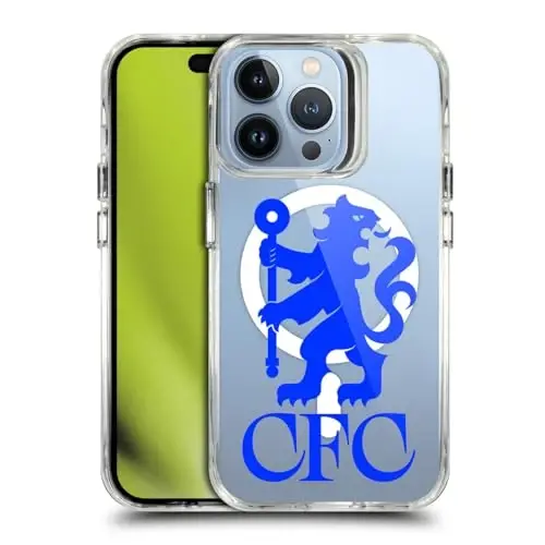Head Case Designs Officially Licensed Chelsea Football Club Lions Oversized Logo Icon Shockproof Bumper Case [Military Grade] Compatible with Apple iPhone 13 Pro and Compatible with MagSafe 