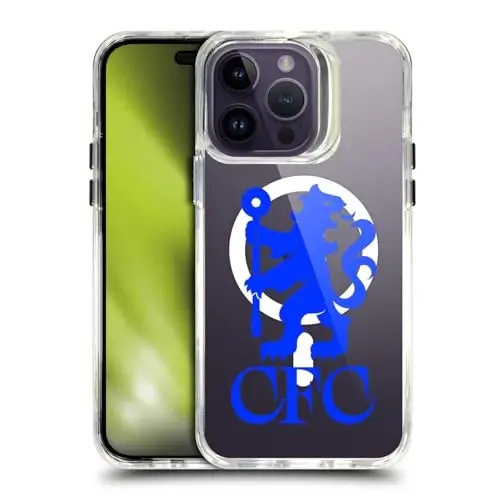 Head Case Designs Officially Licensed Chelsea Football Club Lions Oversized Logo Icon Shockproof Bumper Case [Military Grade] Compatible with Apple iPhone 14 Pro Max and Compatible with MagSafe 
