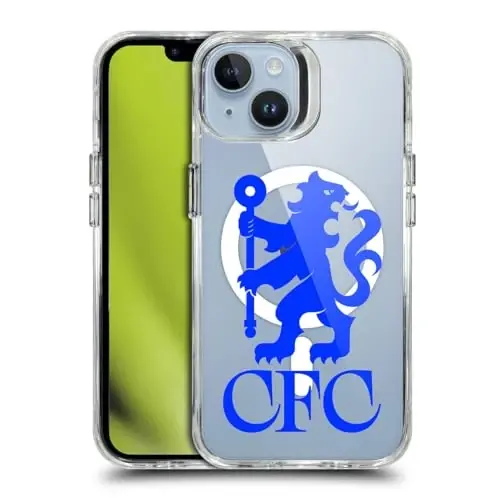 Head Case Designs Officially Licensed Chelsea Football Club Lions Oversized Logo Icon Shockproof Bumper Case [Military Grade Protection] Compatible with Apple iPhone 14 and Compatible with MagSafe - 1