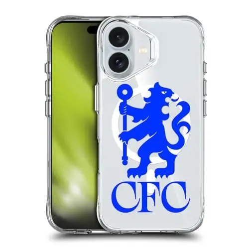 Head Case Designs Officially Licensed Chelsea Football Club Lions Oversized Logo Icon Shockproof Bumper Case [Military Grade Protection] Compatible with Apple iPhone 16 and Compatible with MagSafe - HEAD CASE DESIGNS