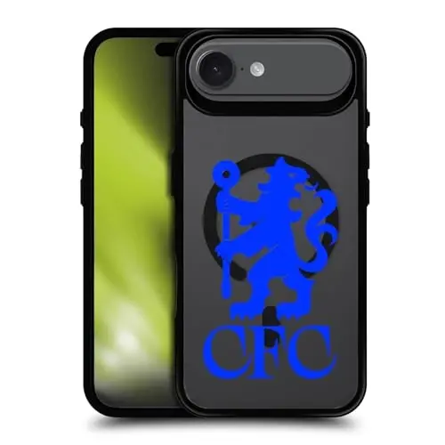 Head Case Designs Officially Licensed Chelsea Football Club Lions Oversized Logo Icon Black Shockproof Bumper Case [Military Grade Protection] Compatible with and Compatible with MagSafe Apple iPhone - HEAD CASE DESIGNS