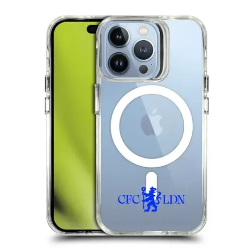 Head Case Designs Officially Licensed Chelsea Football Club Lions Minimalist Logo Icon Shockproof Bumper Case [Military Grade] Compatible with Apple iPhone 13 Pro and Compatible with MagSafe 