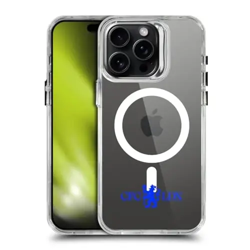 Head Case Designs Officially Licensed Chelsea Football Club Lions Minimalist Logo Icon Shockproof Bumper Case [Military Grade] Compatible with Apple iPhone 15 Pro Max and Compatible with MagSafe - 3