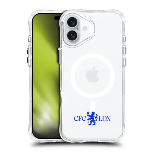 Head Case Designs Officially Licensed Chelsea Football Club Lions Minimalist Logo Icon Shockproof Bumper Case [Military Grade] Compatible with Apple iPhone 16 Plus and Compatible with MagSafe 