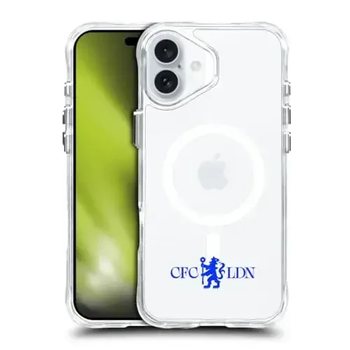 Head Case Designs Officially Licensed Chelsea Football Club Lions Minimalist Logo Icon Shockproof Bumper Case [Military Grade] Compatible with Apple iPhone 16 Plus and Compatible with MagSafe - 1