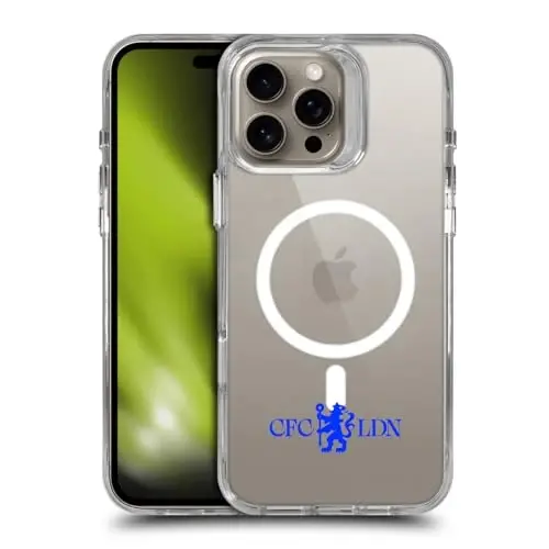 Head Case Designs Officially Licensed Chelsea Football Club Lions Minimalist Logo Icon Shockproof Bumper Case [Military Grade] Compatible with Apple iPhone 16 Pro Max and Compatible with MagSafe - 1