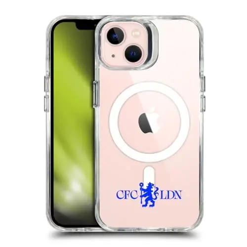 Head Case Designs Officially Licensed Chelsea Football Club Lions Minimalist Logo Icon Shockproof Bumper Case [Military Grade Protection] Compatible with Apple iPhone 13 and Compatible with MagSafe 