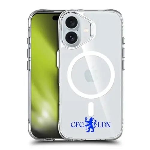 Head Case Designs Officially Licensed Chelsea Football Club Lions Minimalist Logo Icon Shockproof Bumper Case [Military Grade Protection] Compatible with Apple iPhone 16 and Compatible with MagSafe - 1