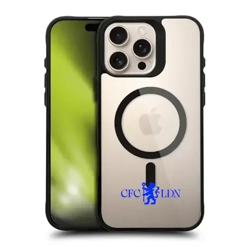 Head Case Designs Officially Licensed Chelsea Football Club Lions Minimalist Logo Icon Black Shockproof Bumper Case [Military Grade Protection] Compatible with and Compatible with MagSafe Apple 