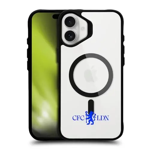 Head Case Designs Officially Licensed Chelsea Football Club Lions Minimalist Logo Icon Black Shockproof Bumper Case [Military Grade Protection] Compatible with and Compatible with MagSafe Apple - 1