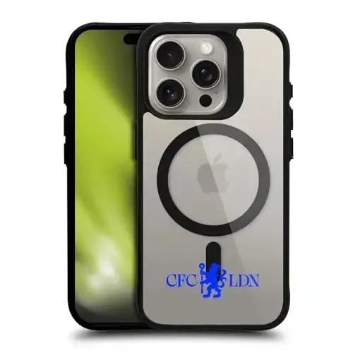 Head Case Designs Officially Licensed Chelsea Football Club Lions Minimalist Logo Icon Black Shockproof Bumper Case [Military Grade Protection] Compatible with and Compatible with MagSafe Apple 
