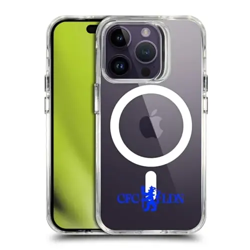 Head Case Designs Officially Licensed Chelsea Football Club Lions Minimalist Logo Icon Shockproof Bumper Case [Military Grade] Compatible with Apple iPhone 14 Pro and Compatible with MagSafe - 1