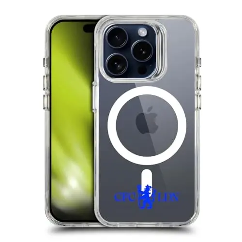 Head Case Designs Officially Licensed Chelsea Football Club Lions Minimalist Logo Icon Shockproof Bumper Case [Military Grade] Compatible with Apple iPhone 15 Pro and Compatible with MagSafe - 3