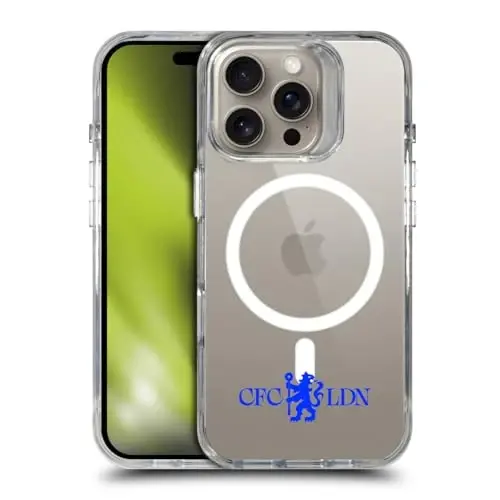 Head Case Designs Officially Licensed Chelsea Football Club Lions Minimalist Logo Icon Shockproof Bumper Case [Military Grade] Compatible with Apple iPhone 16 Pro and Compatible with MagSafe - 4