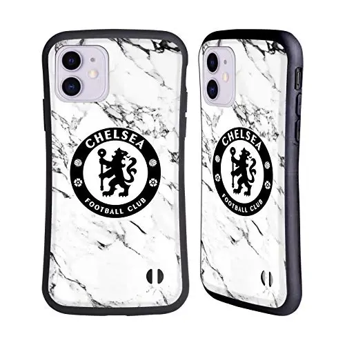 Head Case Designs Officially Licensed Chelsea Football Club White Marble Crest Hybrid Case Compatible with Apple iPhone 11 - 1