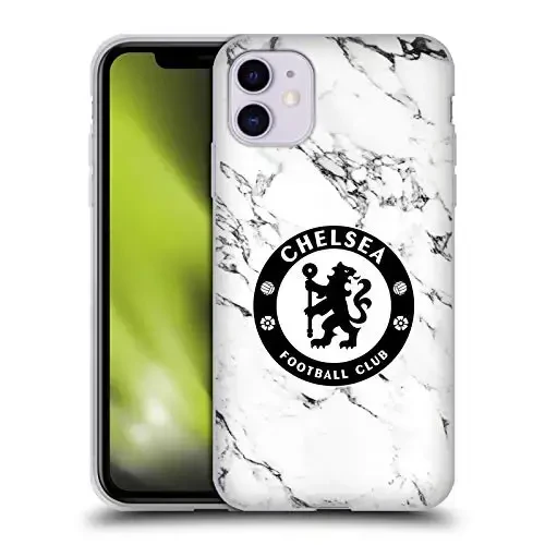 Head Case Designs Officially Licensed Chelsea Football Club White Marble Crest Gel Case [Military Grade Protection] Compatible with Apple iPhone 11 