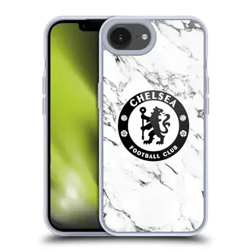 Head Case Designs Officially Licensed Chelsea Football Club White Marble Crest Gel Case [Military Grade Protection] Compatible with Apple iPhone 16e and Compatible with MagSafe - 1
