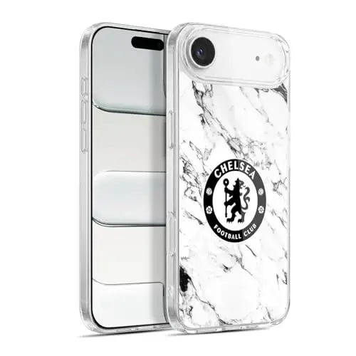 Head Case Designs Officially Licensed Chelsea Football Club White Marble Crest Gel Case [Military Grade Protection] Compatible with Apple iPhone 17 Air - 1