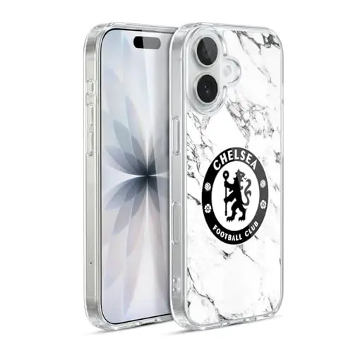Head Case Designs Officially Licensed Chelsea Football Club White Marble Crest Gel Case [Military Grade Protection] Compatible with Apple iPhone 17 - 3