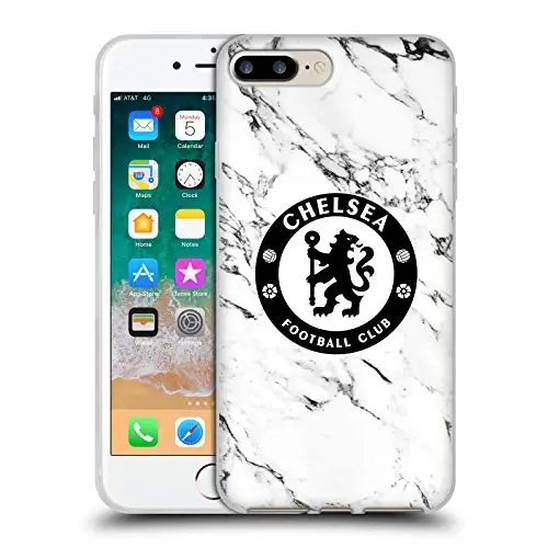 Head Case Designs Officially Licensed Chelsea Football Club White Marble Crest Gel Case [Military Grade Protection] Compatible with Apple iPhone 7 Plus/iPhone 8 Plus and Compatible with MagSafe - 1