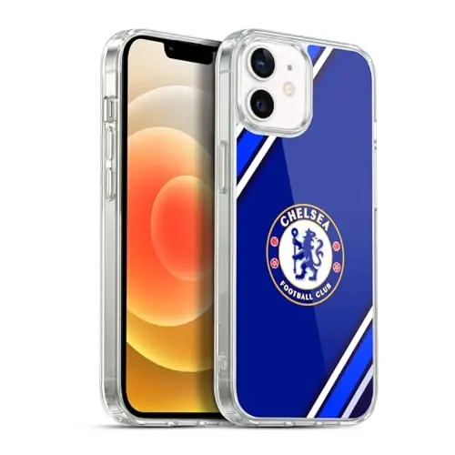 Head Case Designs Officially Licensed Chelsea Football Club Stripes Crest Gel Case [Military Grade Protection] Compatible with Apple iPhone 12 / iPhone 12 Pro and Compatible with MagSafe - 1