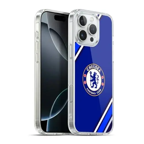 Head Case Designs Officially Licensed Chelsea Football Club Stripes Crest Gel Case [Military Grade Protection] Compatible with Apple iPhone 16 Pro Max and Compatible with MagSafe - 1