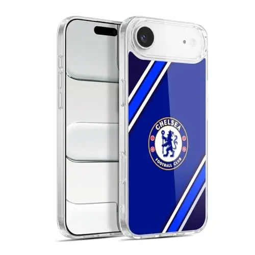 Head Case Designs Officially Licensed Chelsea Football Club Stripes Crest Gel Case [Military Grade Protection] Compatible with Apple iPhone 17 Air 