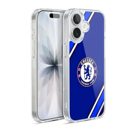 Head Case Designs Officially Licensed Chelsea Football Club Stripes Crest Gel Case [Military Grade Protection] Compatible with Apple iPhone 17 - 1