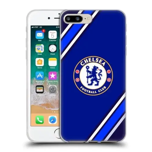 Head Case Designs Officially Licensed Chelsea Football Club Stripes Crest Gel Case [Military Grade Protection] Compatible with Apple iPhone 7 Plus/iPhone 8 Plus and Compatible with MagSafe - 1