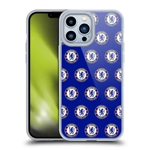 Head Case Designs Officially Licensed Chelsea Football Club Pattern Crest Gel Case [Military Grade Protection] Compatible with Apple iPhone 13 Pro Max and Compatible with MagSafe - 1