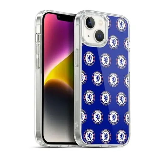 Head Case Designs Officially Licensed Chelsea Football Club Pattern Crest Gel Case [Military Grade Protection] Compatible with Apple iPhone 14 - 3