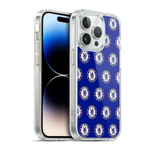 Head Case Designs Officially Licensed Chelsea Football Club Pattern Crest Gel Case [Military Grade Protection] Compatible with Apple iPhone 13 Pro and Compatible with MagSafe - 1