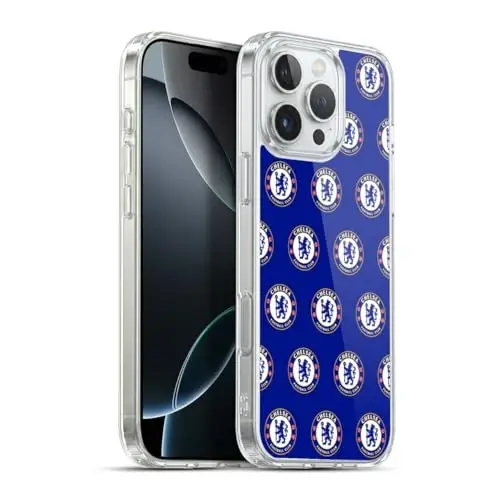 Head Case Designs Officially Licensed Chelsea Football Club Pattern Crest Gel Case [Military Grade Protection] Compatible with Apple iPhone 16 Pro Max and Compatible with MagSafe - 1