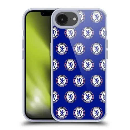 Head Case Designs Chelsea Football Club Pattern Crest Gel Case [Military Grade Protection] Compatible with Apple iPhone 16e and Compatible with MagSafe 