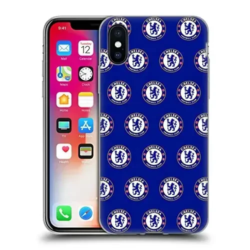 Head Case Designs Officially Licensed Chelsea Football Club Pattern Crest Gel Case [Military Grade Protection] Compatible with Apple iPhone X/iPhone Xs 