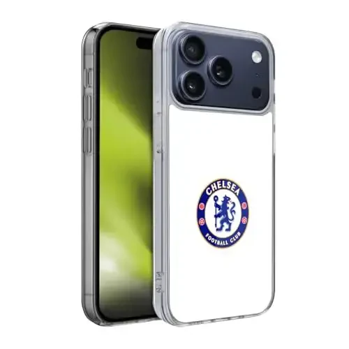 Head Case Designs Officially Licensed Chelsea Football Club Plain White Crest Gel Case [Military Grade Protection] Compatible with Apple iPhone 17 Pro - 1