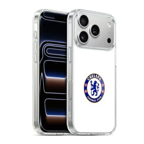 Head Case Designs Officially Licensed Chelsea Football Club Plain White Crest Gel Case [Military Grade Protection] Compatible with Apple iPhone 17 Pro 