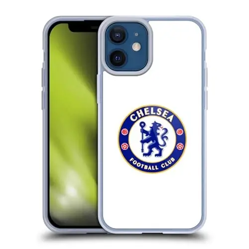 Head Case Designs Officially Licensed Chelsea Football Club Plain White Crest Gel Case [Military Grade Protection] Compatible with Apple iPhone 12 Mini and Compatible with MagSafe - 5