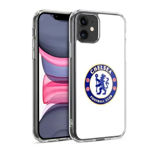 Head Case Designs Officially Licensed Chelsea Football Club Plain White Crest Gel Case [Military Grade Protection] Compatible with Apple iPhone 11 - 1
