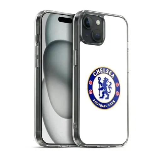 Head Case Designs Officially Licensed Chelsea Football Club Plain White Crest Gel Case [Military Grade Protection] Compatible with Apple iPhone 15 Plus and Compatible with MagSafe - 4