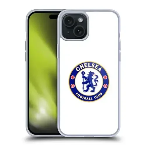 Head Case Designs Officially Licensed Chelsea Football Club Plain White Crest Gel Case [Military Grade Protection] Compatible with Apple iPhone 15 Plus and Compatible with MagSafe 