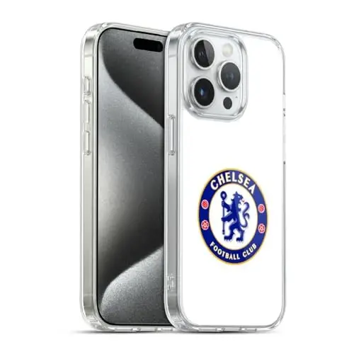 Head Case Designs Officially Licensed Chelsea Football Club Plain White Crest Gel Case [Military Grade Protection] Compatible with Apple iPhone 15 Pro and Compatible with MagSafe - 4